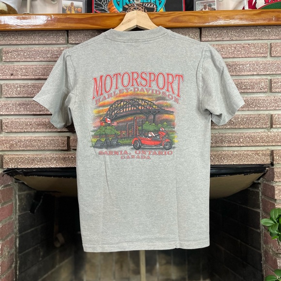 Vintage 90s Double Sided Harley Davidson Ontario Tee Fits XS - S - Picture 3 of 13